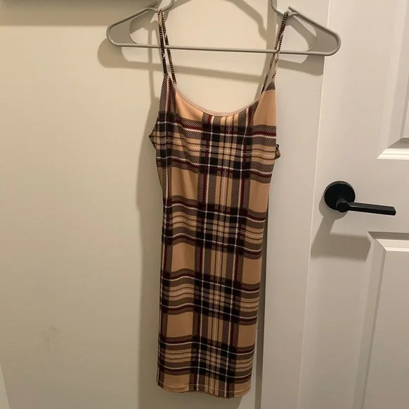 Fitted Plaid Mini Dress
